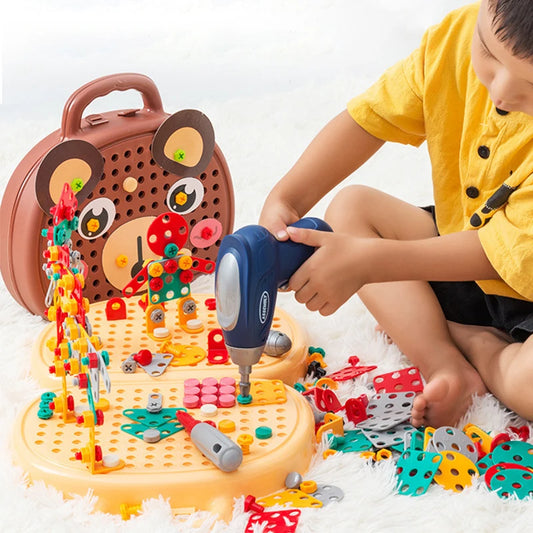 Baby Puzzle Assembling Toys Toolbox Electric Screwdriver Screw Repair Children Repair Kit Educational Toy - Happy Bambino