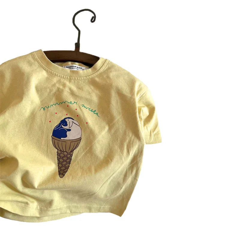 Summer Children Boy Short Sleeve Tees Cartoon Print 2-8Yrs Boys T-shirt Loose Colorful Toddler Kid Boy Tops Little Boys Pullover - Happy Bambino