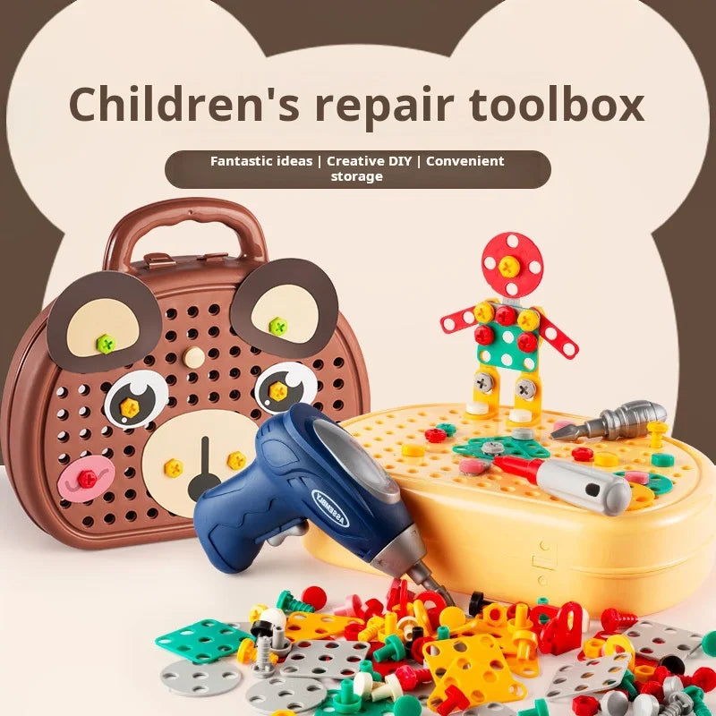 Baby Puzzle Assembling Toys Toolbox Electric Screwdriver Screw Repair Children Repair Kit Educational Toy - Happy Bambino
