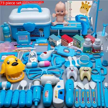 WizKidz Doctor Nurse Role Play Set Medical Tools With Stethoscope & Injectors In A Pretend Play Trolley Box Ideal Gift for Kids - Happy Bambino