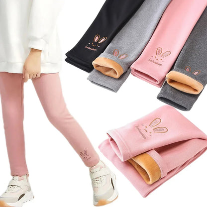 Clearance_3-8 Years Girl Leggings Baby Bunny Pants Kids Autumn Winter Thermal Tights Children Fleece Lined Fashion Trousers Casu - Happy Bambino