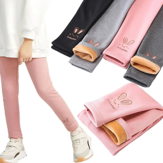 Clearance_3-8 Years Girl Leggings Baby Bunny Pants Kids Autumn Winter Thermal Tights Children Fleece Lined Fashion Trousers Casu - Happy Bambino