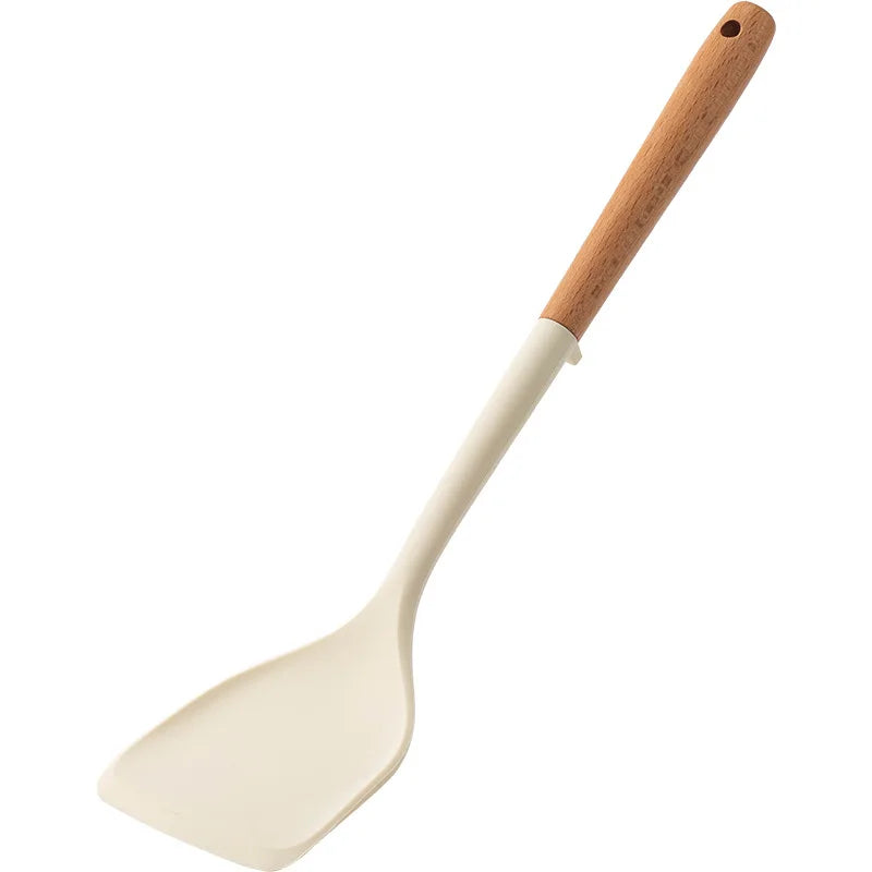 NEW Silicone Spatula Non Stick Pan Wooden Handle Silicone Vegetable Heat-resistant Silicone Cooking Spatula Spoon Kitchen tool - Happy Bambino