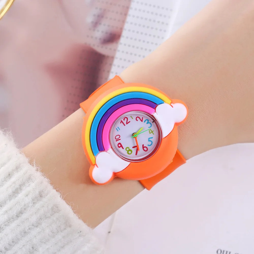 2024 New Rainbow Cloud Printed Silicone Band Children's Watch Girl Cute Cartoon Quartz Watch Kids Watches Boys Girl Watche - Happy Bambino