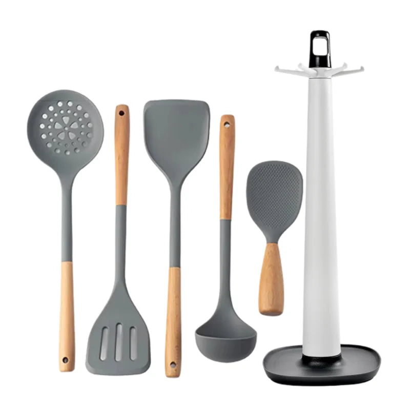 NEW Silicone Spatula Non Stick Pan Wooden Handle Silicone Vegetable Heat-resistant Silicone Cooking Spatula Spoon Kitchen tool - Happy Bambino