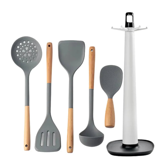 NEW Silicone Spatula Non Stick Pan Wooden Handle Silicone Vegetable Heat-resistant Silicone Cooking Spatula Spoon Kitchen tool - Happy Bambino