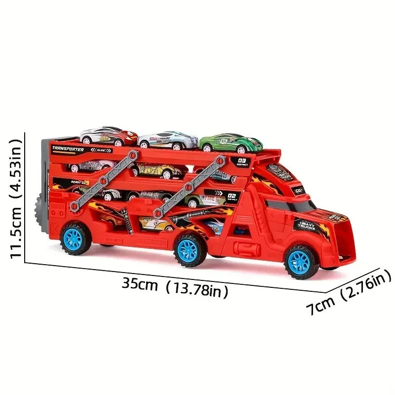 Large Kid Truck Deformation Transporter Car Toys Models Educational Model Folding Track Racing Vehicle Boys Girls Birthday Gift - Happy Bambino