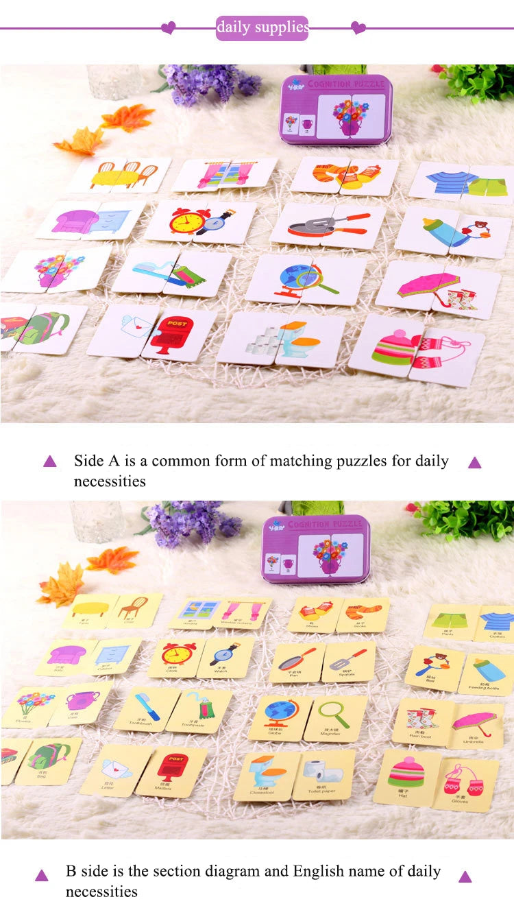 Baby Puzzle Montessori Educational Toys Wood 3D Puzzle Games Iron Box children Puzzles Jigsaw Wooden Puzzles For Kids 2 3 4 Year - Happy Bambino