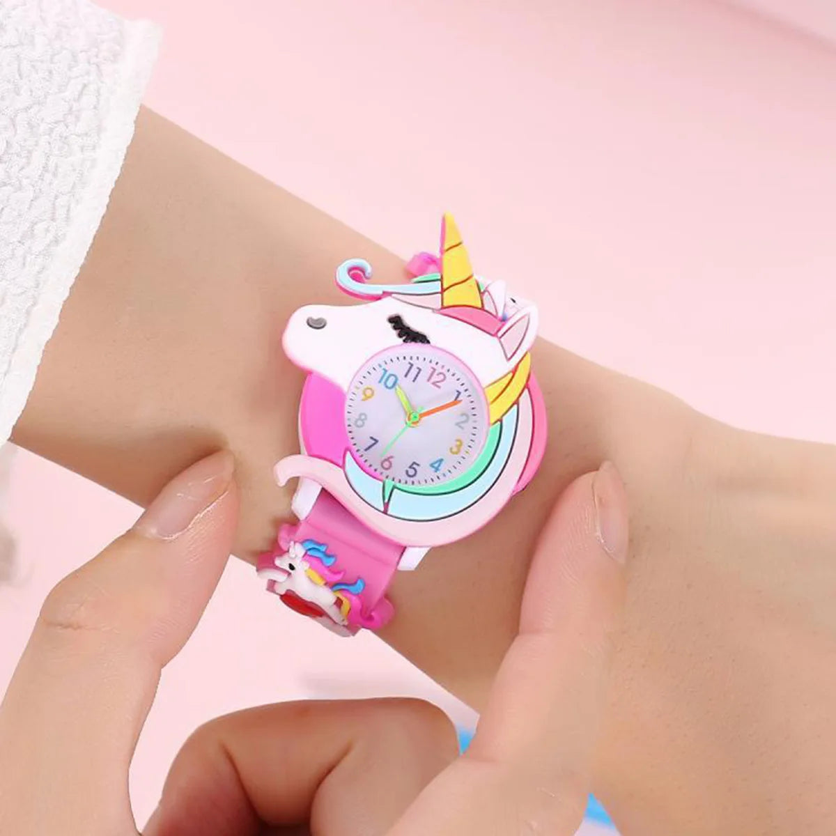 2024 New Rainbow Cloud Printed Silicone Band Children's Watch Girl Cute Cartoon Quartz Watch Kids Watches Boys Girl Watche - Happy Bambino