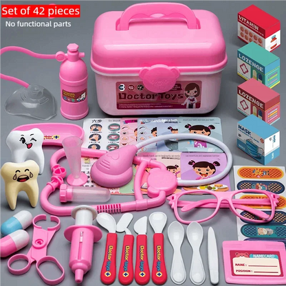WizKidz Doctor Nurse Role Play Set Medical Tools With Stethoscope & Injectors In A Pretend Play Trolley Box Ideal Gift for Kids - Happy Bambino