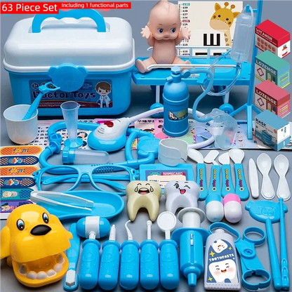 WizKidz Doctor Nurse Role Play Set Medical Tools With Stethoscope & Injectors In A Pretend Play Trolley Box Ideal Gift for Kids - Happy Bambino
