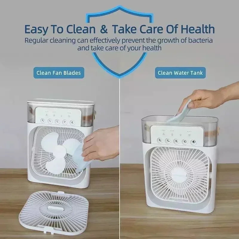 New 3 In 1 Fan AIr Conditioner Household Mini Air Cooler LED Night Light Portable Humidifier Air Adjustment Fan Office Home Fan - Happy Bambino