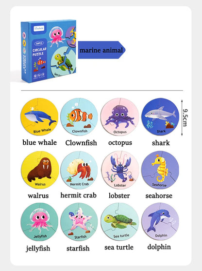Baby Puzzle Montessori Educational Toys Wood 3D Puzzle Games Iron Box children Puzzles Jigsaw Wooden Puzzles For Kids 2 3 4 Year - Happy Bambino