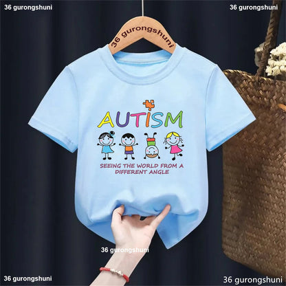Autism Seeing The World From A Different Angle , Autistic Children Tshirt, Understanding And Supporting Autistic Toddler Tshirts - Happy Bambino