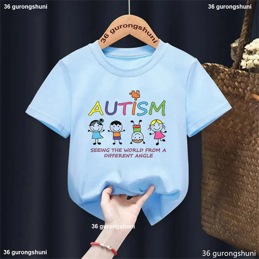 Autism Seeing The World From A Different Angle , Autistic Children Tshirt, Understanding And Supporting Autistic Toddler Tshirts - Happy Bambino