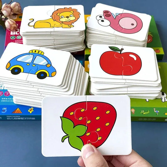 Enlightenment Card Matching Puzzle Early Education Cartoon Pattern Cognitive Boys and Girls Toys - Happy Bambino