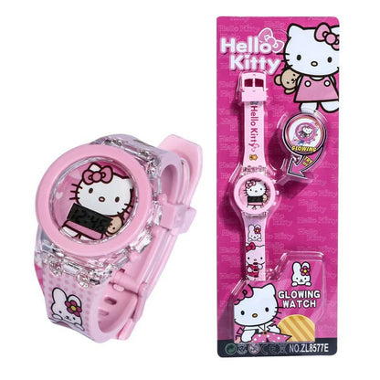 Flash Light Spiderman Kids Watches For Boys Cartoon Hello Kitty Mickey Children Watch Girls Student Clock Gifts free shipping - Happy Bambino