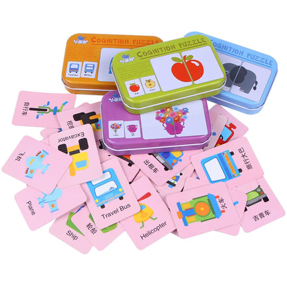 Baby Puzzle Montessori Educational Toys Wood 3D Puzzle Games Iron Box children Puzzles Jigsaw Wooden Puzzles For Kids 2 3 4 Year - Happy Bambino