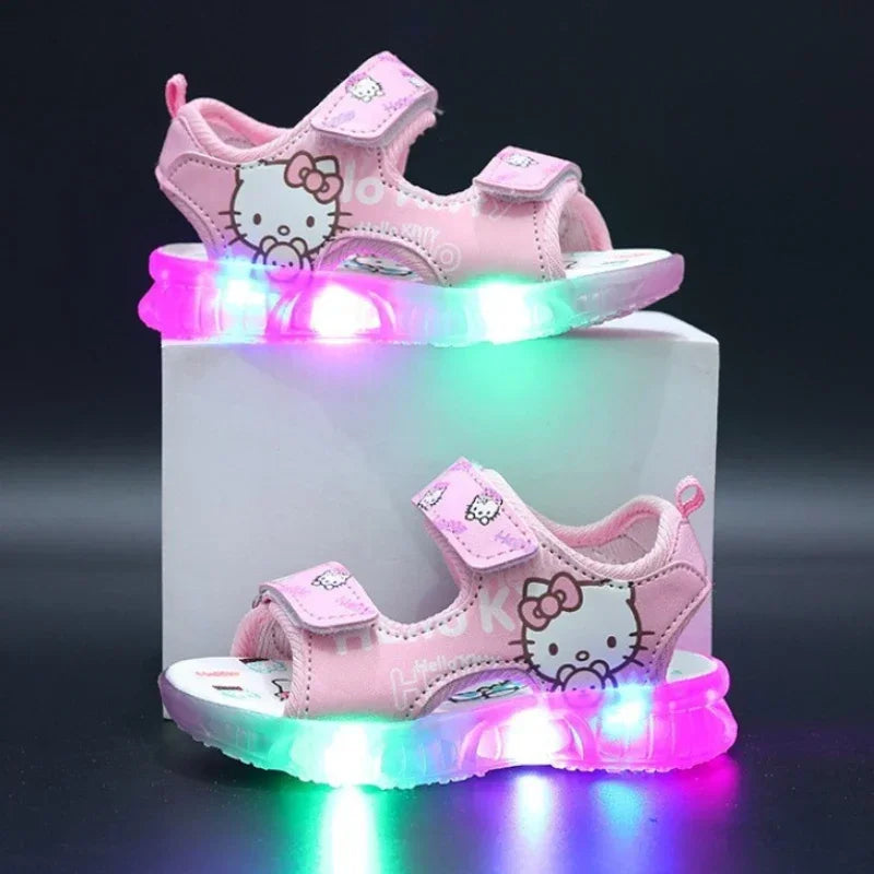 2025 Summer New Baby Led Light Girls Sandals Cute Hello Kitty Children's Casual Shoes Anti-slip Kids Beach Shoes Outdoor Shoes - Happy Bambino