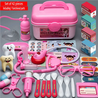 WizKidz Doctor Nurse Role Play Set Medical Tools With Stethoscope & Injectors In A Pretend Play Trolley Box Ideal Gift for Kids - Happy Bambino