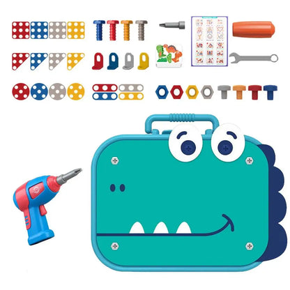 Children DIY Tool Toys Set Electric Drill Screw Nuts 3D Puzzle Toy Pretend Play Tool Kits 2D/3D Educational Toy - Happy Bambino