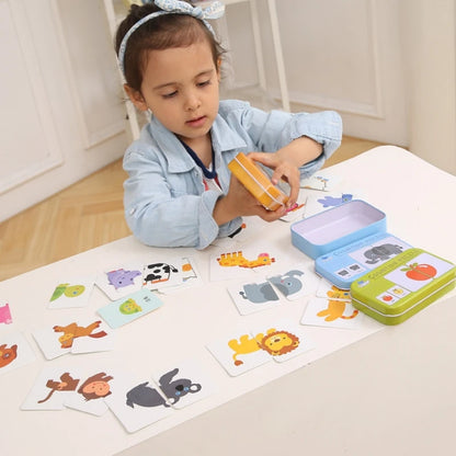 Baby Puzzle Montessori Educational Toys Wood 3D Puzzle Games Iron Box children Puzzles Jigsaw Wooden Puzzles For Kids 2 3 4 Year - Happy Bambino