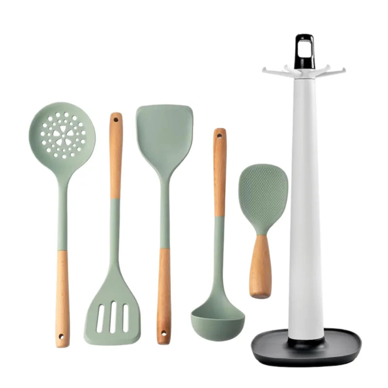 NEW Silicone Spatula Non Stick Pan Wooden Handle Silicone Vegetable Heat-resistant Silicone Cooking Spatula Spoon Kitchen tool - Happy Bambino