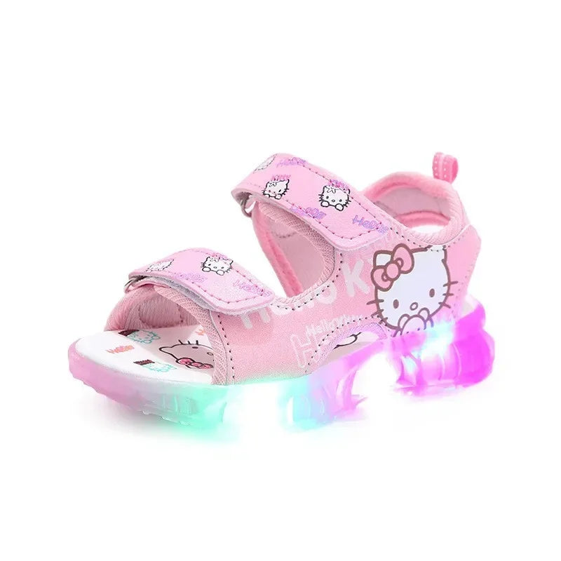 2025 Summer New Baby Led Light Girls Sandals Cute Hello Kitty Children's Casual Shoes Anti-slip Kids Beach Shoes Outdoor Shoes - Happy Bambino