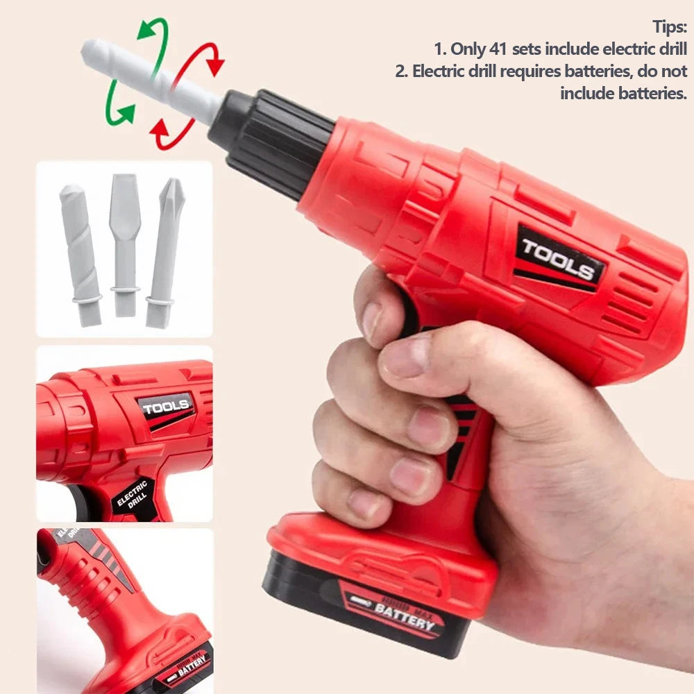 Pretend Tools Kit Kids Play Repair Tool Set Plastic Construction Toys with Screwdrivers for Toddler Boys Girls Child - Happy Bambino