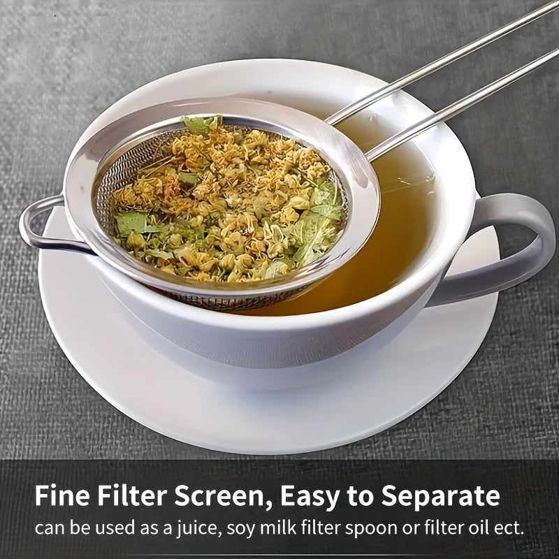 3pcs Fine Mesh Strainers Set Stainless Steel Multipurpose Flour Sieve  Sifter With Handle Perfect For tea Flour Egg Kitchen Tool - Happy Bambino