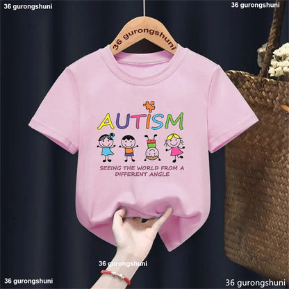 Autism Seeing The World From A Different Angle , Autistic Children Tshirt, Understanding And Supporting Autistic Toddler Tshirts - Happy Bambino