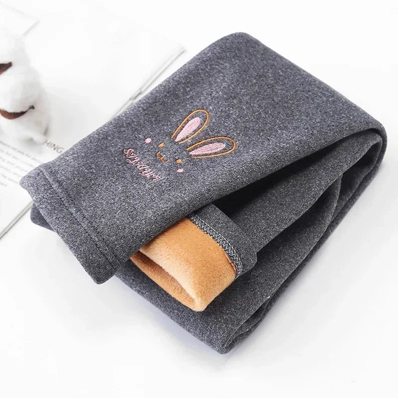 Clearance_3-8 Years Girl Leggings Baby Bunny Pants Kids Autumn Winter Thermal Tights Children Fleece Lined Fashion Trousers Casu - Happy Bambino