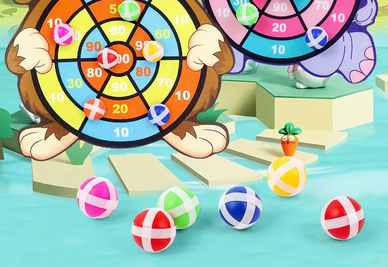 Educational Games Dart Board Baby Toy Stickey Ball Dart Indoor Sports Child Montessori Games for Children 3 to 7 Years - Happy Bambino
