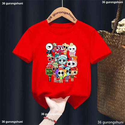 2025 Hot Sale Funny Game Characters  T Shirt Girls/Boys Dandy'S World Kawaii Kids Clothes Summer Short Sleeve 3-13 Years T-Shirt - Happy Bambino