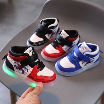 Disney Children's Led Light Shoes Fashion Aoger Spiderman Boys Sneakers Girls Cartton Casual Shoes Breathable Kids Sport Shoes - Happy Bambino