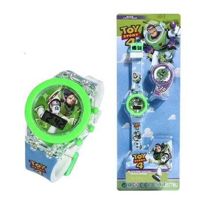 Flash Light Spiderman Kids Watches For Boys Cartoon Hello Kitty Mickey Children Watch Girls Student Clock Gifts free shipping - Happy Bambino