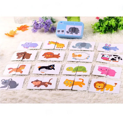 Baby Puzzle Montessori Educational Toys Wood 3D Puzzle Games Iron Box children Puzzles Jigsaw Wooden Puzzles For Kids 2 3 4 Year - Happy Bambino