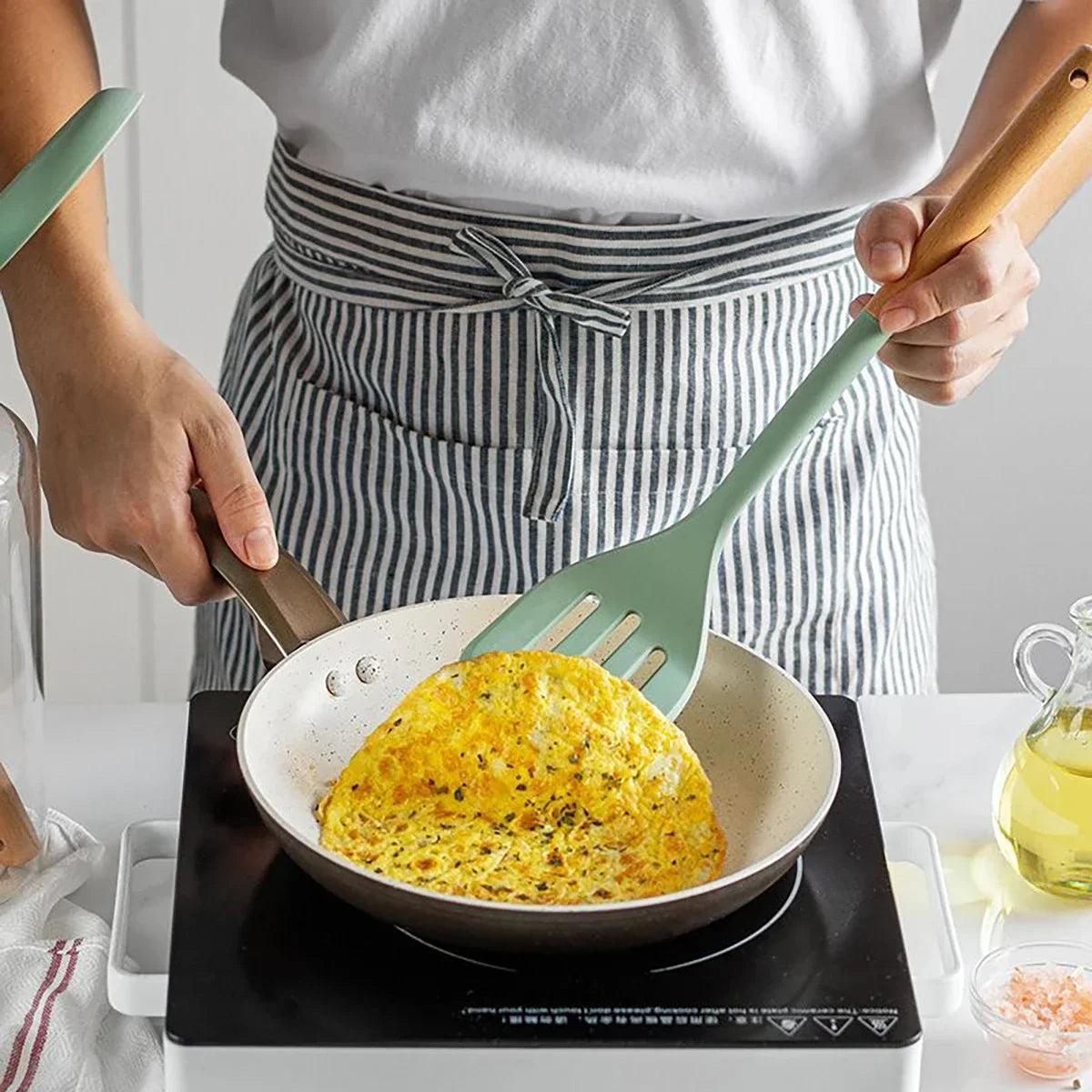 NEW Silicone Spatula Non Stick Pan Wooden Handle Silicone Vegetable Heat-resistant Silicone Cooking Spatula Spoon Kitchen tool - Happy Bambino