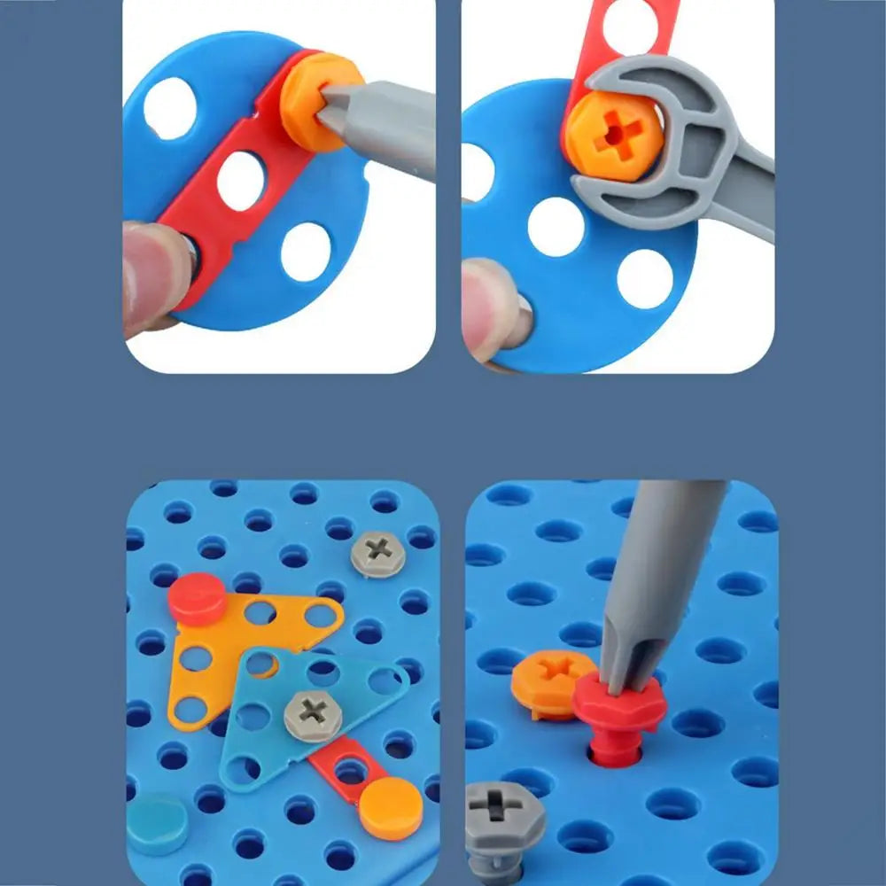 Children DIY Tool Toys Set Electric Drill Screw Nuts 3D Puzzle Toy Pretend Play Tool Kits 2D/3D Educational Toy - Happy Bambino