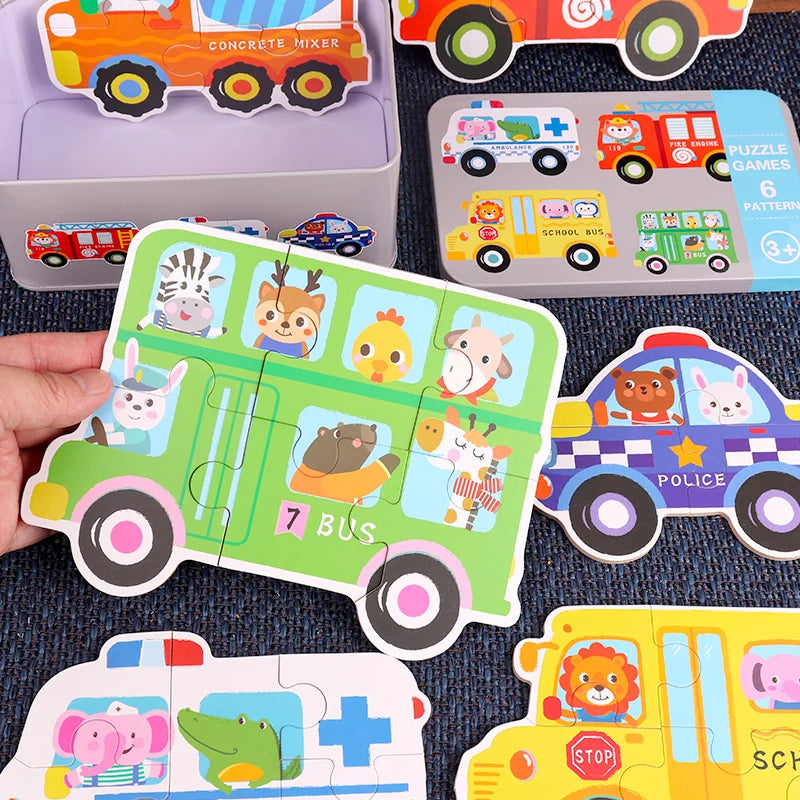 Baby Puzzle Montessori Educational Toys Wood 3D Puzzle Games Iron Box children Puzzles Jigsaw Wooden Puzzles For Kids 2 3 4 Year - Happy Bambino