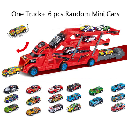 Large Kid Truck Deformation Transporter Car Toys Models Educational Model Folding Track Racing Vehicle Boys Girls Birthday Gift - Happy Bambino