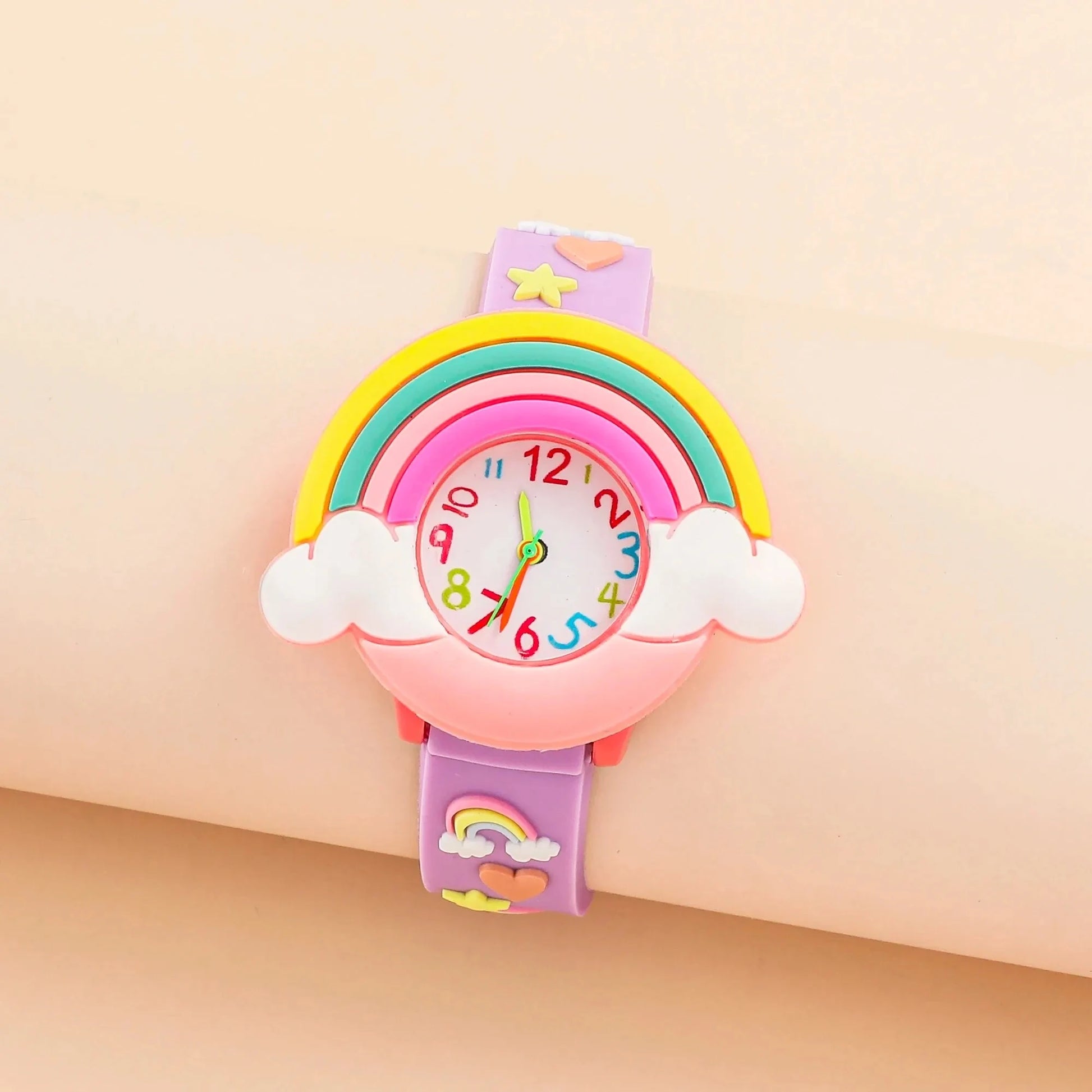2024 New Rainbow Cloud Printed Silicone Band Children's Watch Girl Cute Cartoon Quartz Watch Kids Watches Boys Girl Watche - Happy Bambino