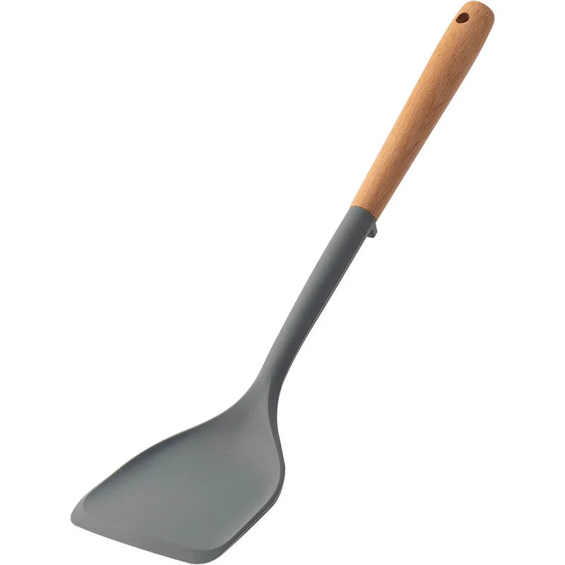 NEW Silicone Spatula Non Stick Pan Wooden Handle Silicone Vegetable Heat-resistant Silicone Cooking Spatula Spoon Kitchen tool - Happy Bambino