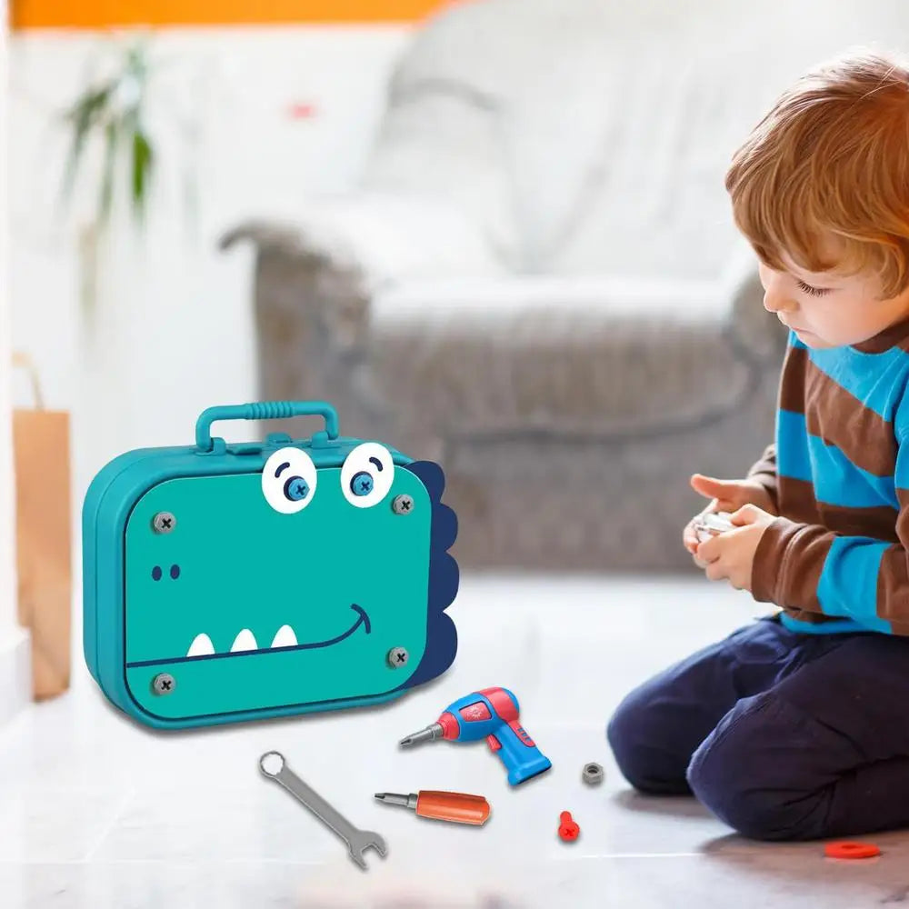 Children DIY Tool Toys Set Electric Drill Screw Nuts 3D Puzzle Toy Pretend Play Tool Kits 2D/3D Educational Toy - Happy Bambino