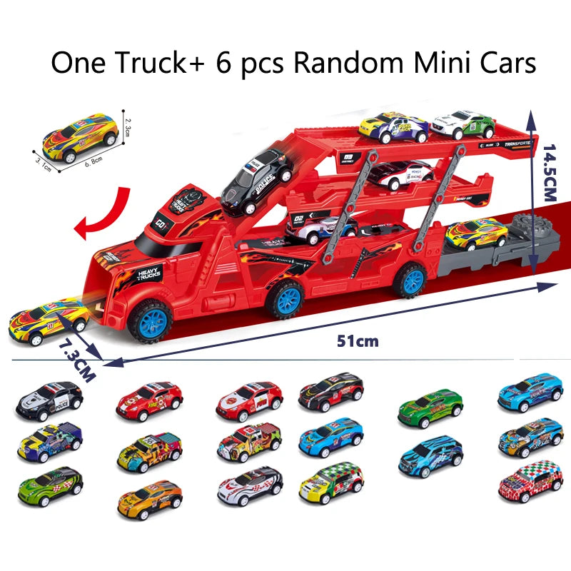 Large Kid Truck Deformation Transporter Car Toys Models Educational Model Folding Track Racing Vehicle Boys Girls Birthday Gift - Happy Bambino