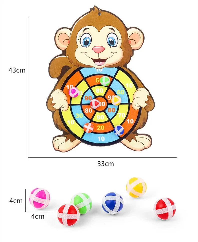 Educational Games Dart Board Baby Toy Stickey Ball Dart Indoor Sports Child Montessori Games for Children 3 to 7 Years - Happy Bambino