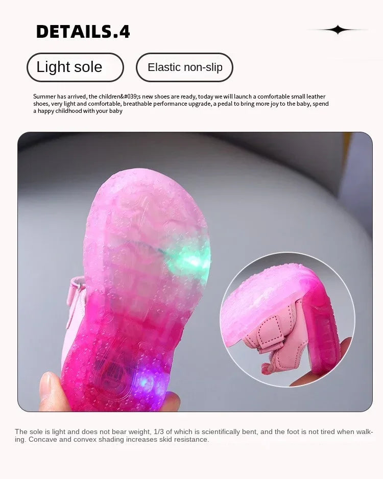 2025 Summer New Baby Led Light Girls Sandals Cute Hello Kitty Children's Casual Shoes Anti-slip Kids Beach Shoes Outdoor Shoes - Happy Bambino