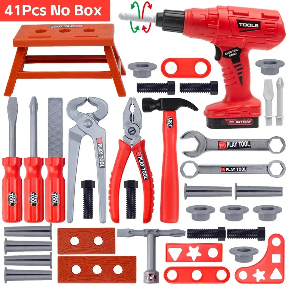 Pretend Tools Kit Kids Play Repair Tool Set Plastic Construction Toys with Screwdrivers for Toddler Boys Girls Child - Happy Bambino