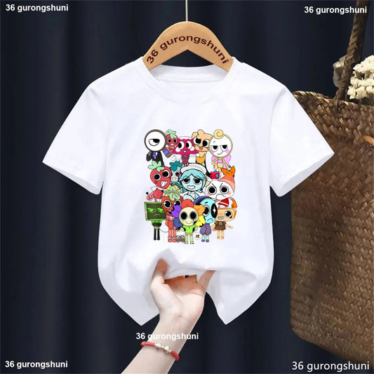 New Dandy'S World T-Shirt Kids Cartoon Figure Print T Shirt Boys Girls Casual Short Sleeve Top Game Dandys World Boys Tshirts - Happy Bambino