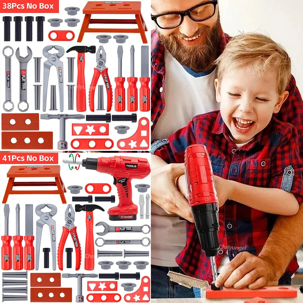 Pretend Tools Kit Kids Play Repair Tool Set Plastic Construction Toys with Screwdrivers for Toddler Boys Girls Child - Happy Bambino